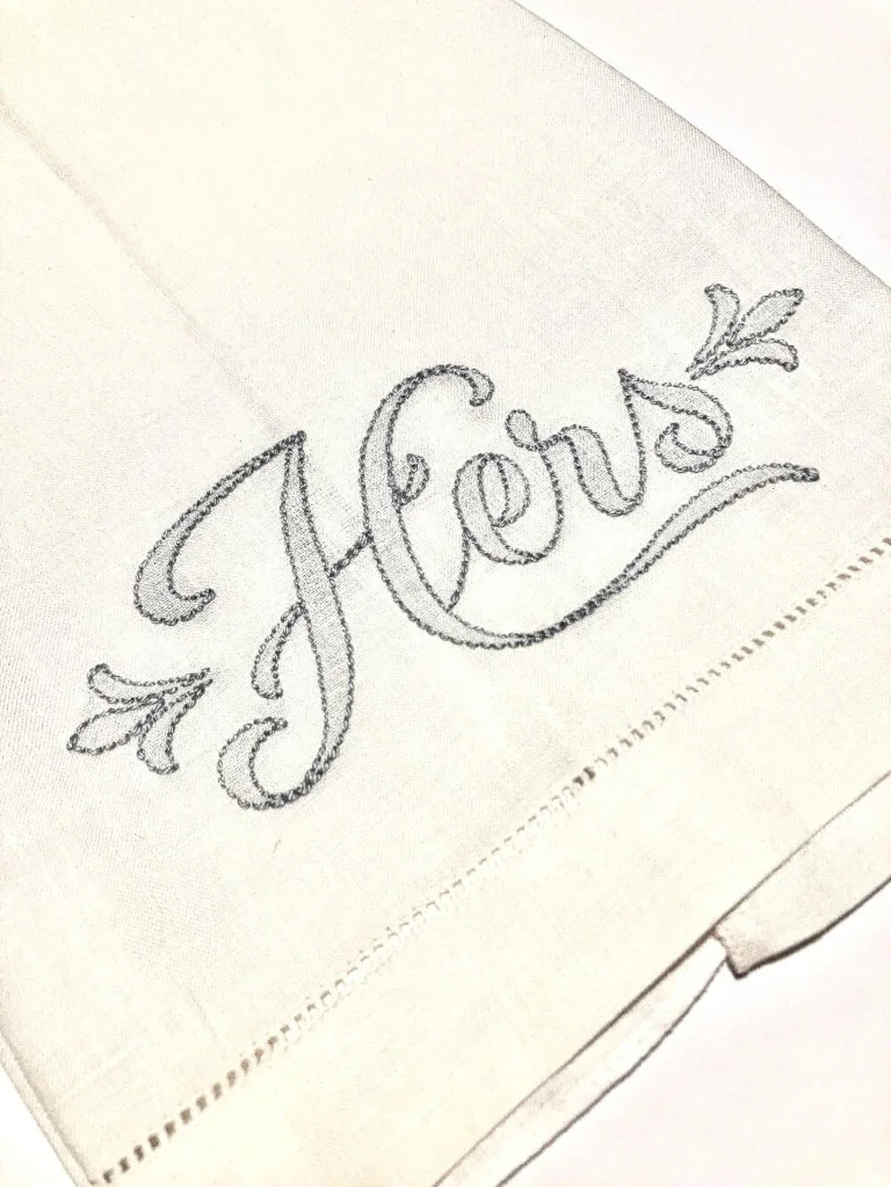 Pair of “His” and “Hers” Vintage Linen Hand Towels